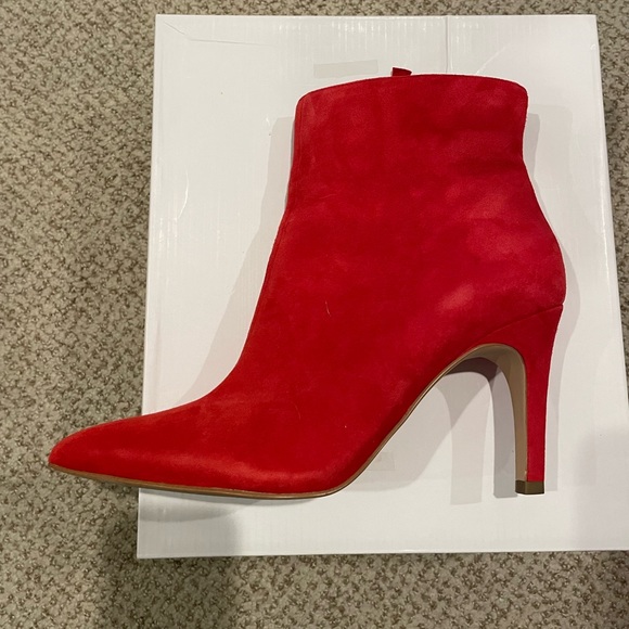 Leith Macee Holiday Red Suede Leather Boots Booties Heels Size 9 - Picture 9 of 12
